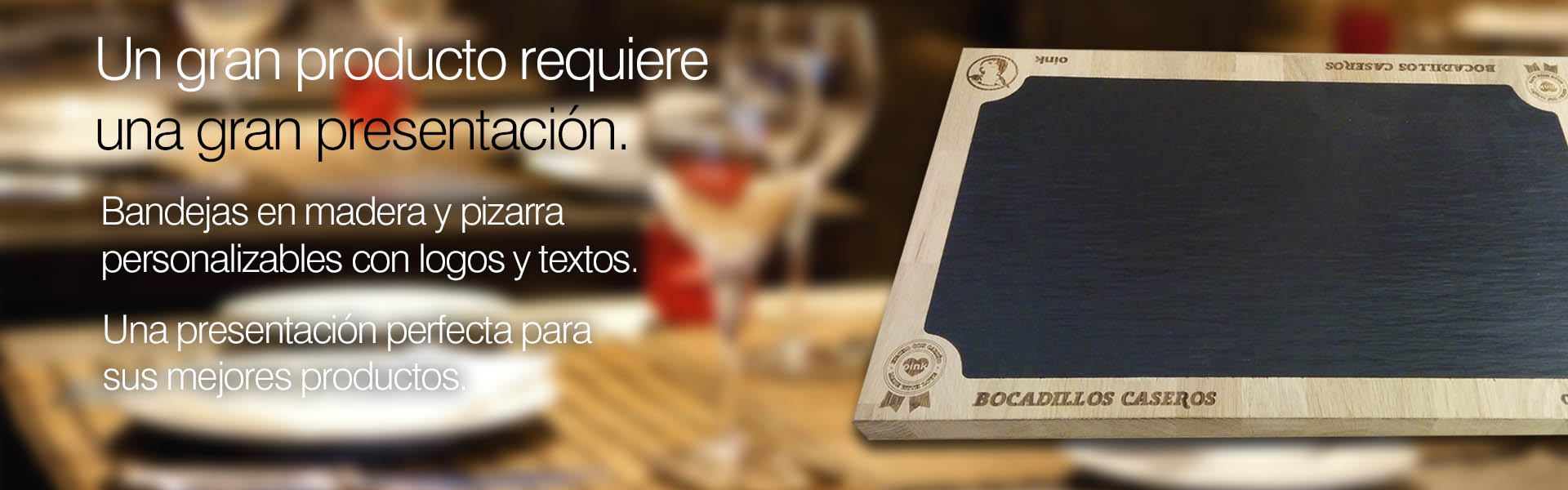 Bandejas en madera y pizarra