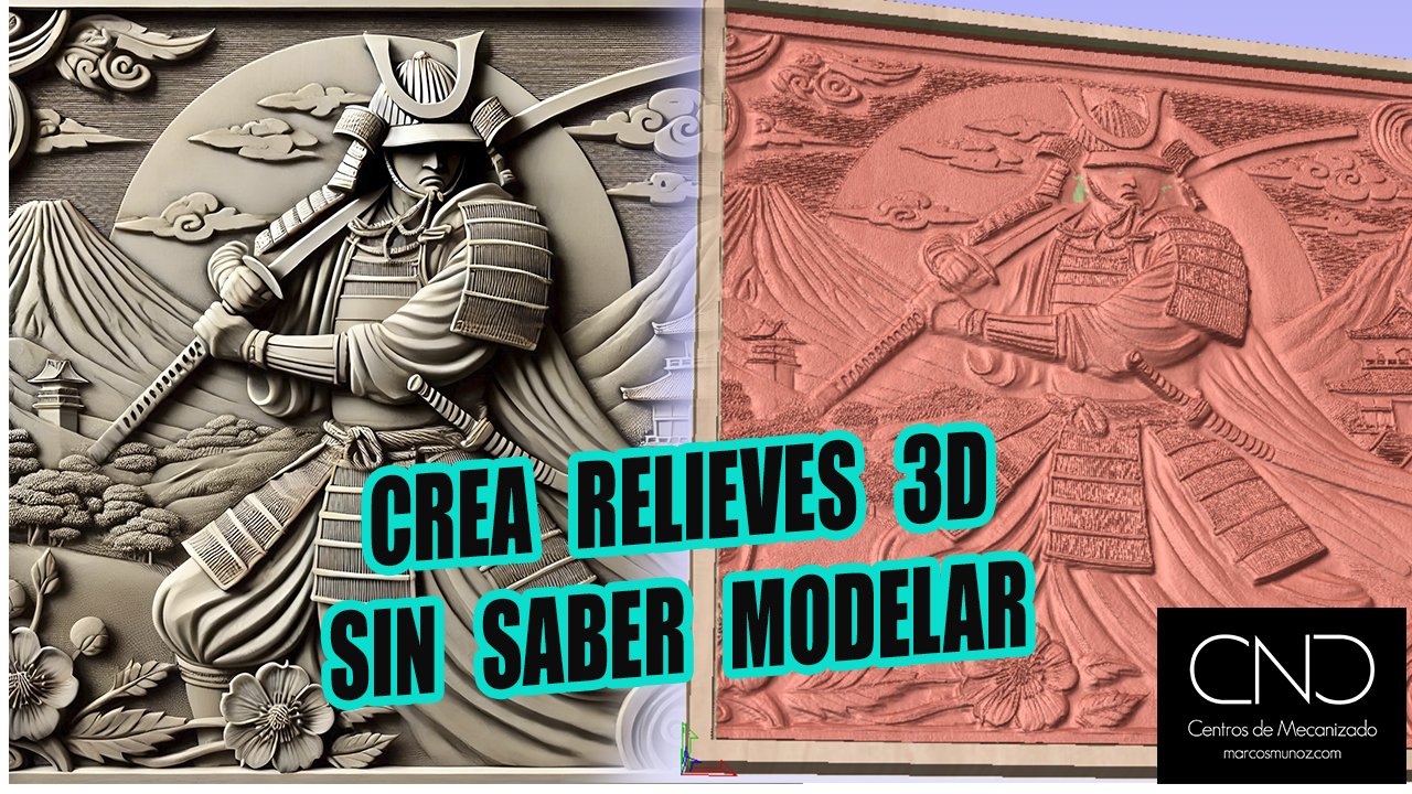 Imagen de un samurai en relieve 3D creada con IA